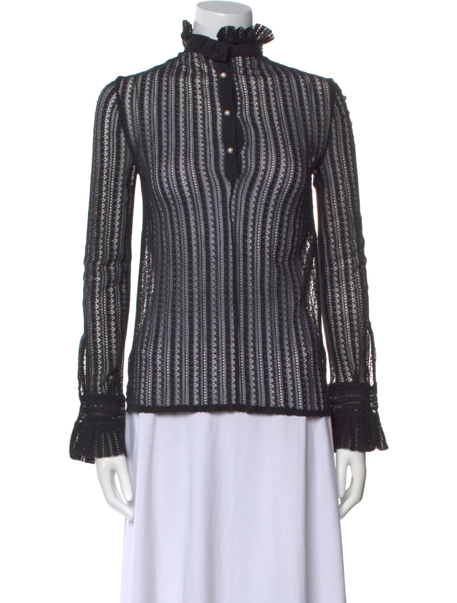 Philosophy di Lorenzo Serafini Striped Mock Neck Blouse