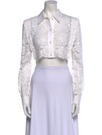 Philosophy di Lorenzo Serafini Lace Pattern Long Sleeve Crop Top
