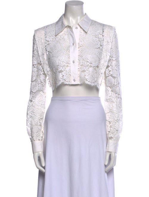 Philosophy di Lorenzo Serafini Lace Pattern Long Sleeve Crop Top