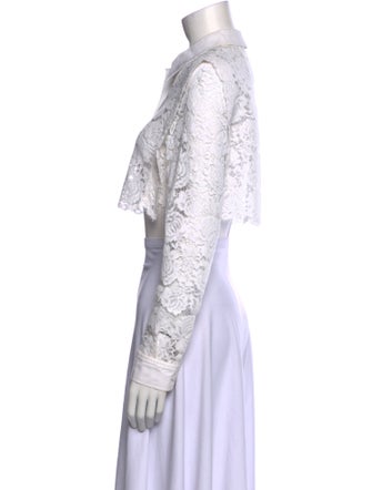 Philosophy di Lorenzo Serafini Lace Pattern Long Sleeve Crop Top