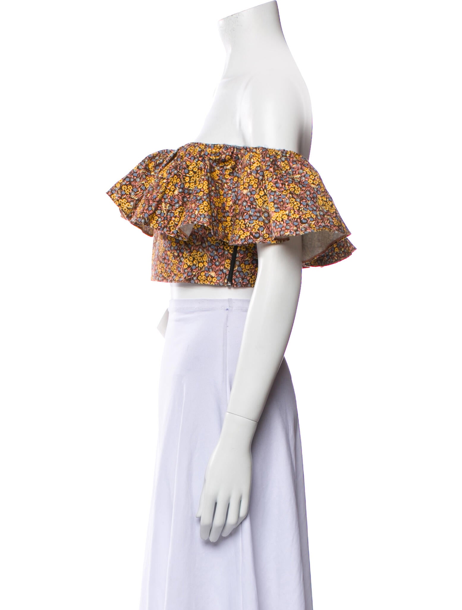 Philosophy di Lorenzo Serafini Printed Off-The-Shoulder Crop Top