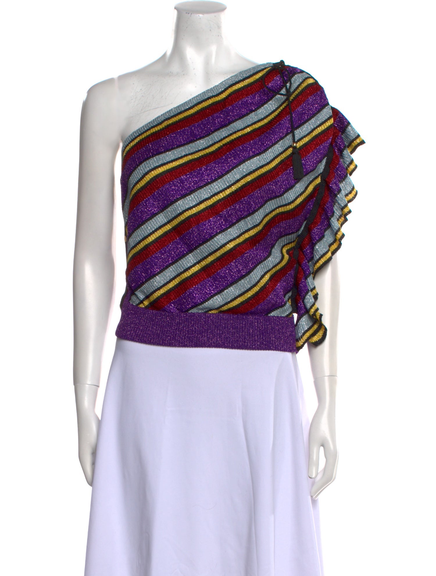 Philosophy di Lorenzo Serafini Striped One-Shoulder Sweater w/ Tags