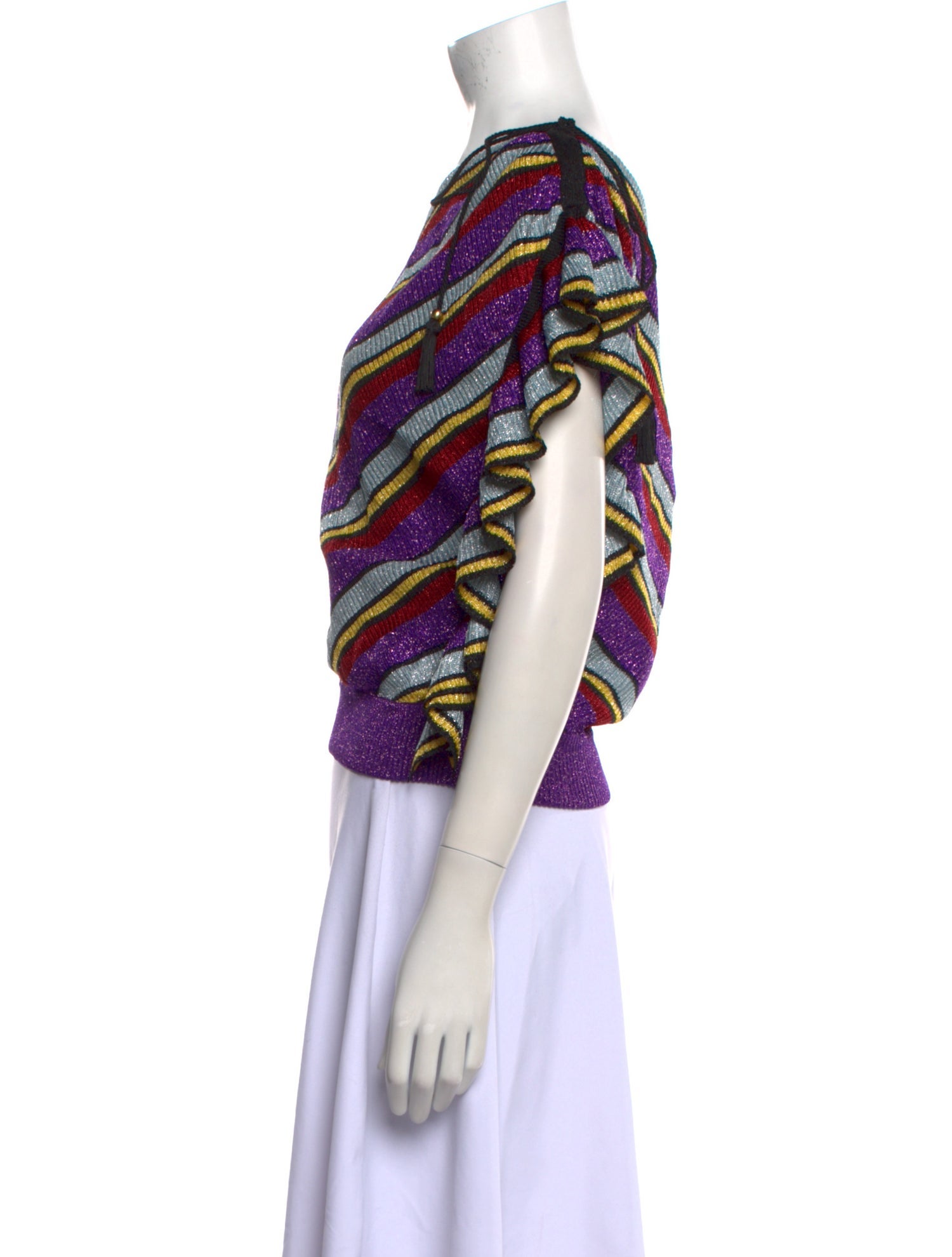 Philosophy di Lorenzo Serafini Striped One-Shoulder Sweater w/ Tags