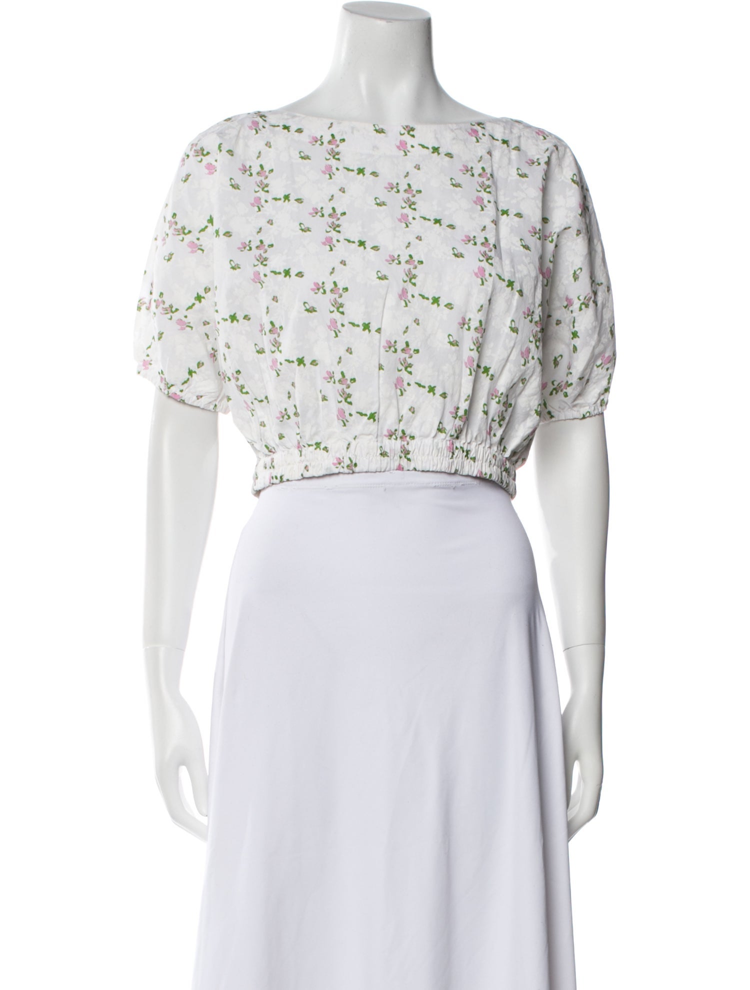 Philosophy di Lorenzo Serafini Floral Print Bateau Neckline Crop Top