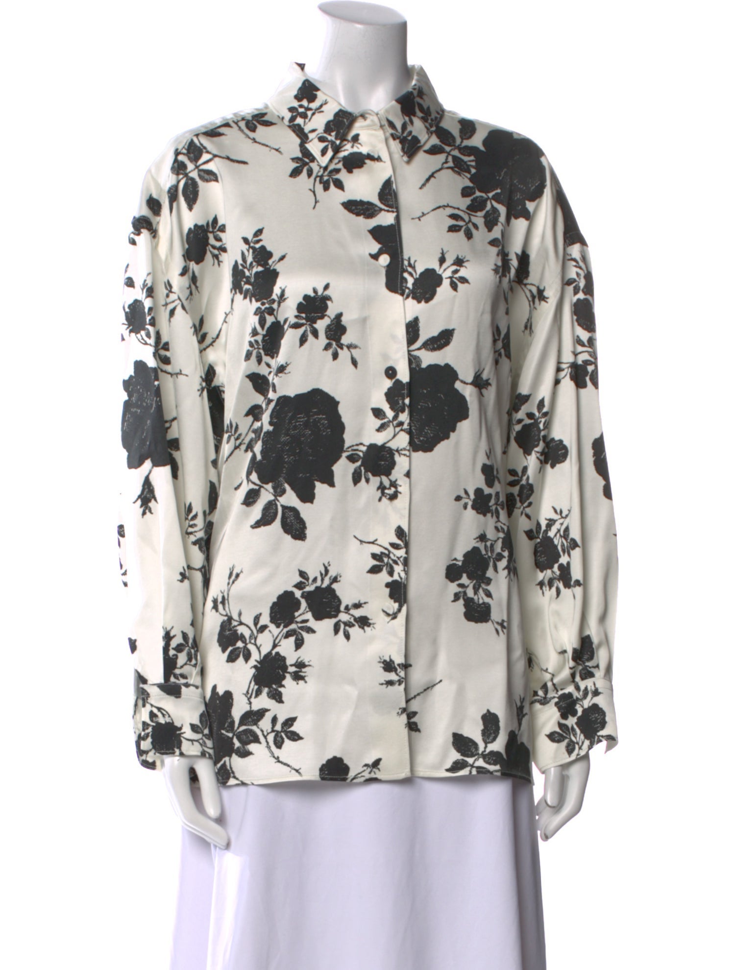 Philosophy di Lorenzo Serafini Floral Print Mock Neck Button-Up Top