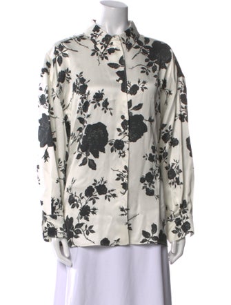 Philosophy di Lorenzo Serafini Floral Print Mock Neck Button-Up Top