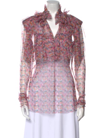 Philosophy di Lorenzo Serafini Floral Print Long Sleeve Polo