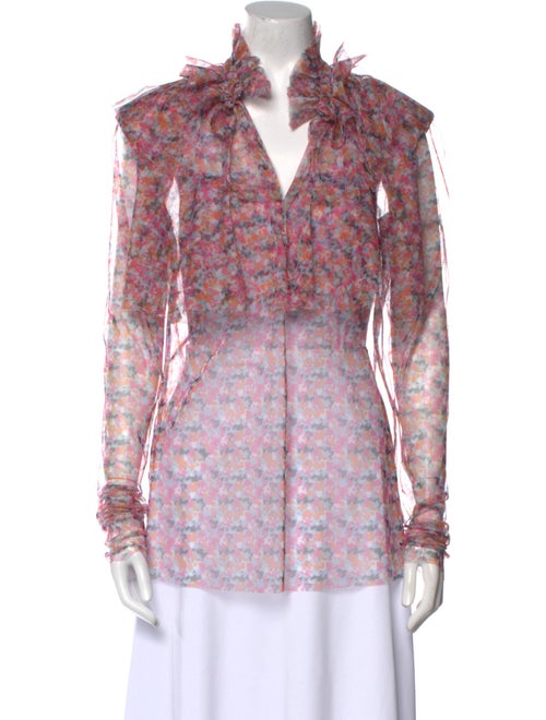 Philosophy di Lorenzo Serafini Floral Print Long Sleeve Polo