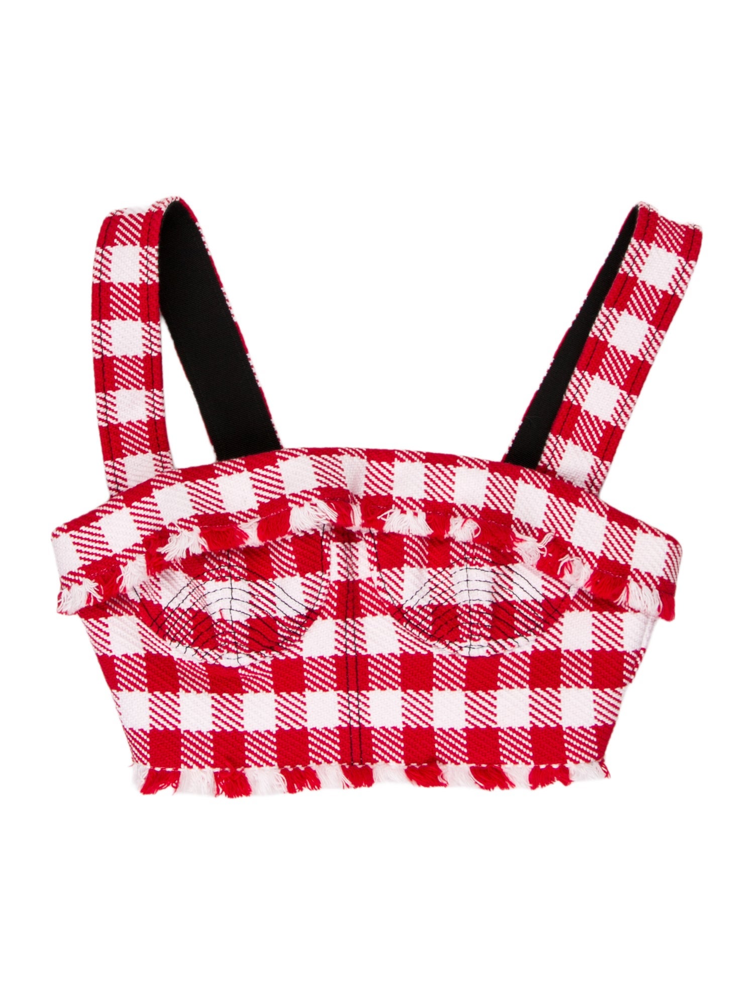 Philosophy di Lorenzo Serafini Plaid Print Square Neckline Crop Top