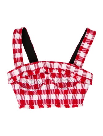 Philosophy di Lorenzo Serafini Plaid Print Square Neckline Crop Top