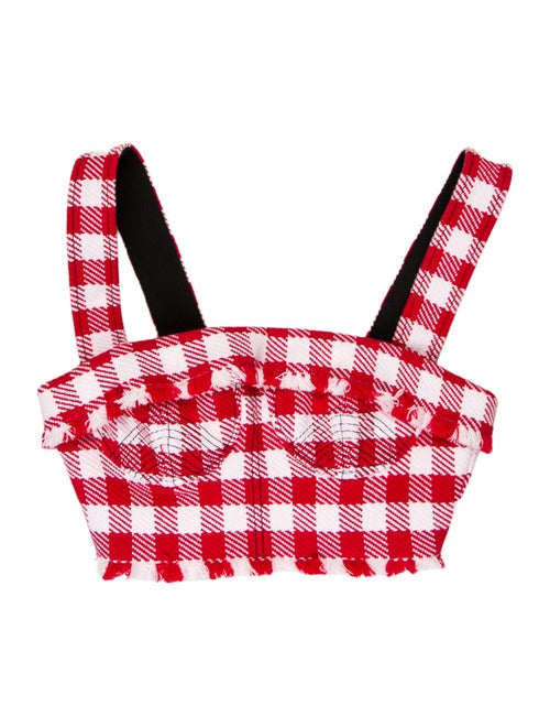 Philosophy di Lorenzo Serafini Plaid Print Square Neckline Crop Top