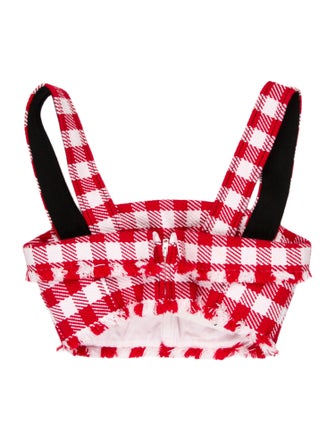 Philosophy di Lorenzo Serafini Plaid Print Square Neckline Crop Top