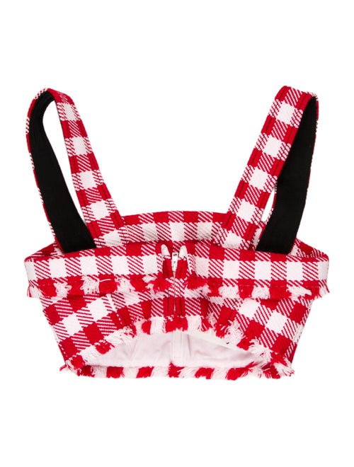 Philosophy di Lorenzo Serafini Plaid Print Square Neckline Crop Top