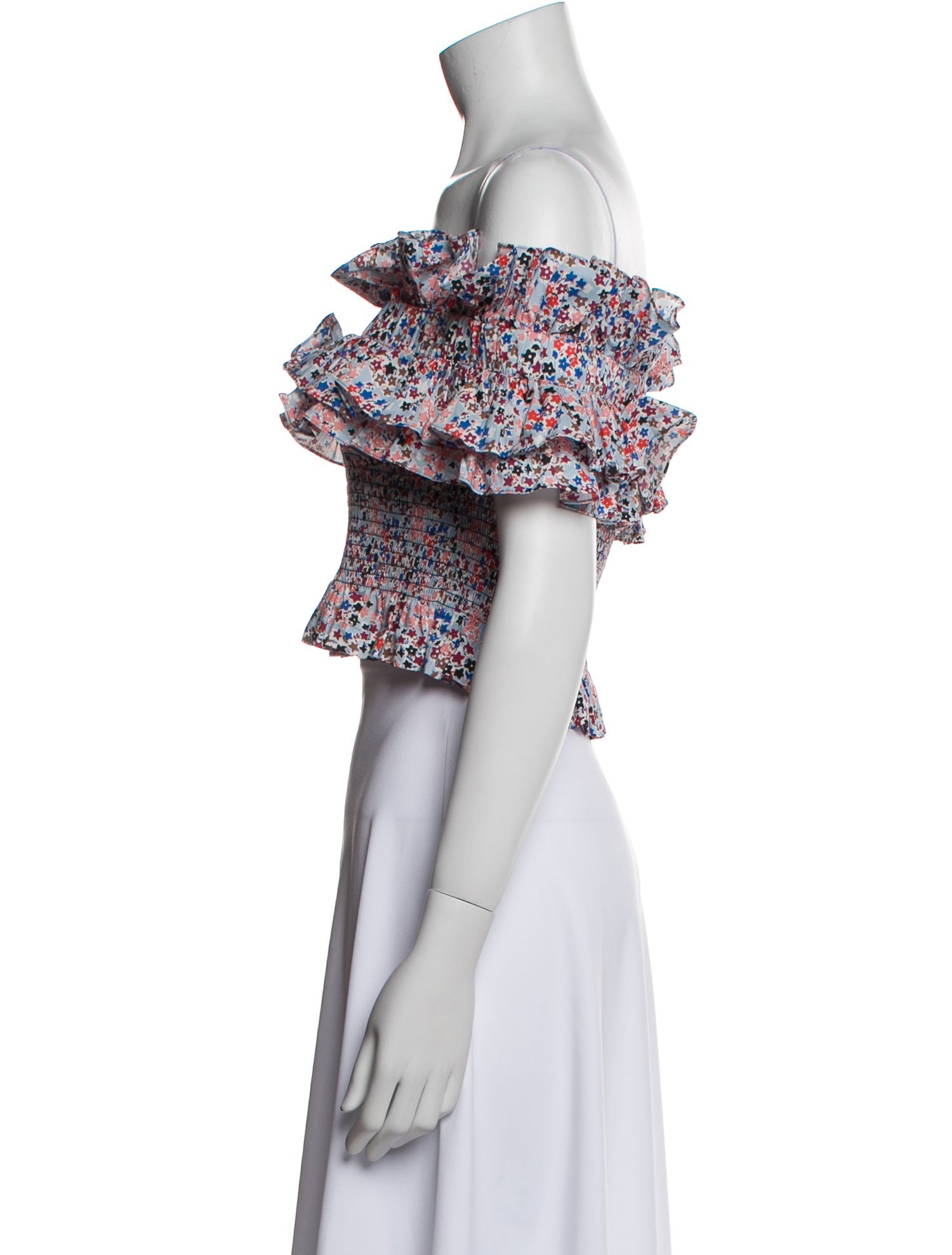 Philosophy di Lorenzo Serafini Printed Off-The-Shoulder Crop Top