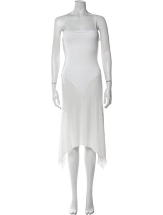 Philosophy di Lorenzo Serafini Square Neckline Midi Length Dress