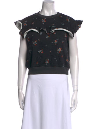 Philosophy di Lorenzo Serafini Floral Print Crew Neck Crop Top
