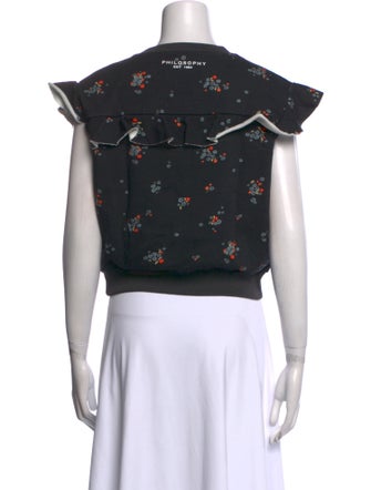 Philosophy di Lorenzo Serafini Floral Print Crew Neck Crop Top