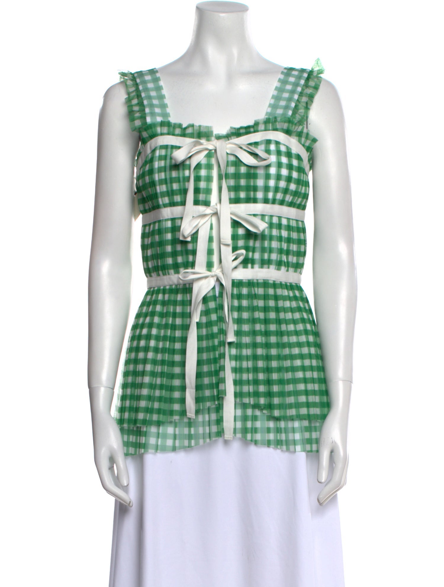 Philosophy di Lorenzo Serafini Plaid Print Square Neckline Top