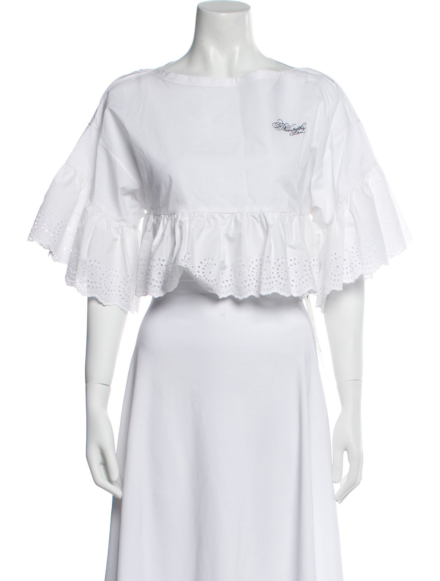 Philosophy di Lorenzo Serafini Bateau Neckline Short Sleeve Crop Top w/ Tags