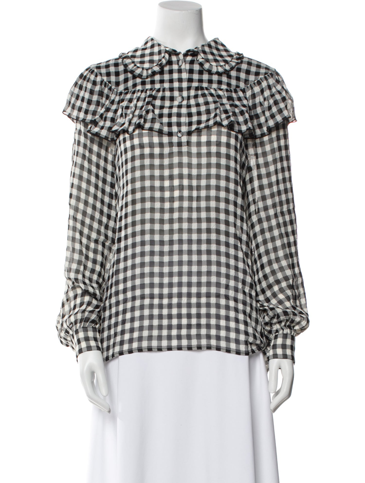 Philosophy di Lorenzo Serafini Plaid Print Mock Neck Button-Up Top w/ Tags