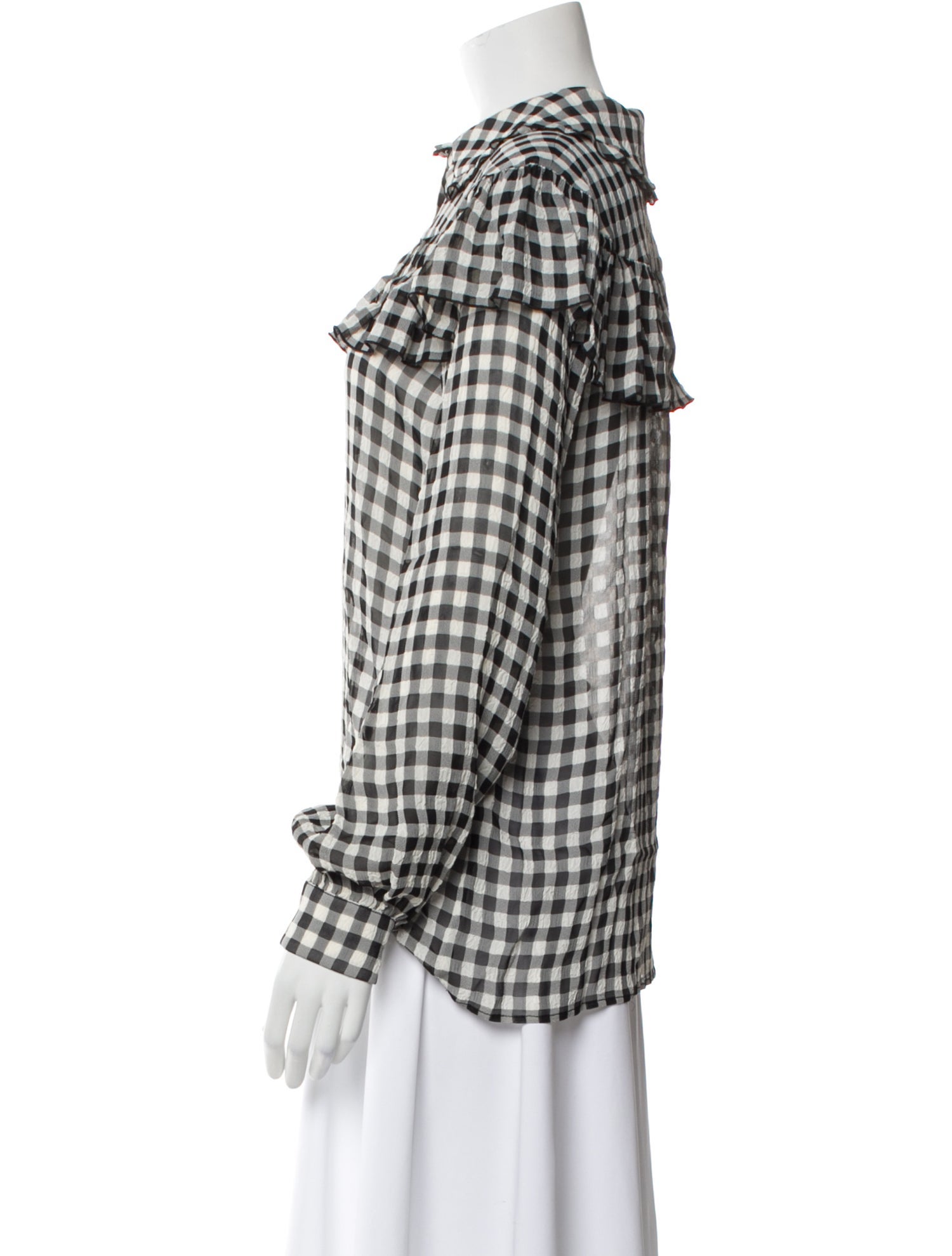 Philosophy di Lorenzo Serafini Plaid Print Mock Neck Button-Up Top w/ Tags