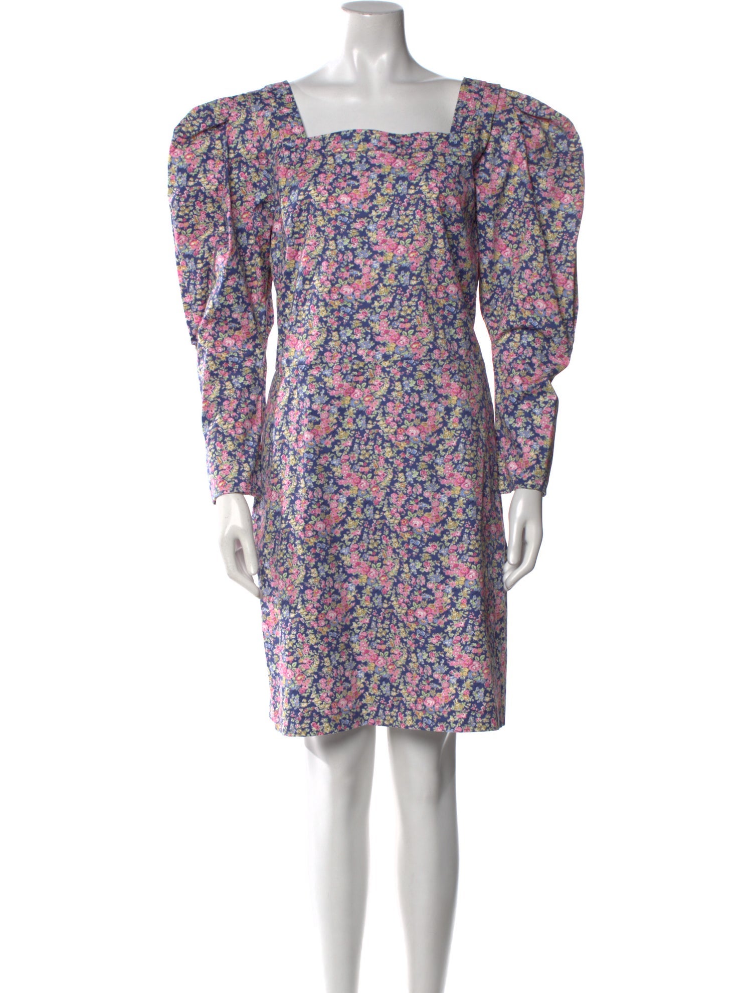 Philosophy di Lorenzo Serafini Puff Slv V Neck Printed Gown Knee-Length Dress