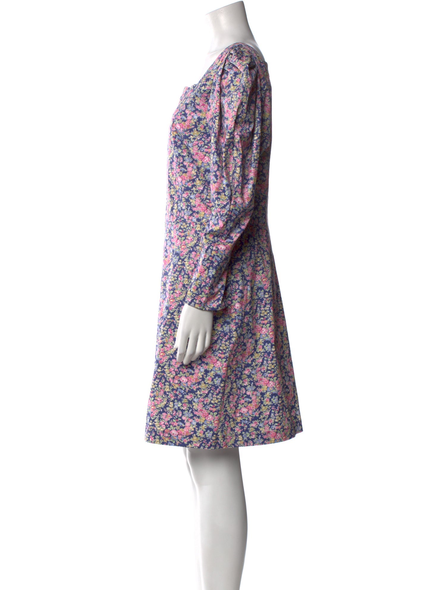 Philosophy di Lorenzo Serafini Puff Slv V Neck Printed Gown Knee-Length Dress