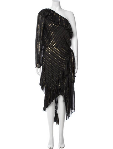 Pre-owned Philosophy Di Lorenzo Serafini Silk Long Dress In Black