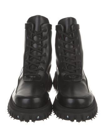 Phileo Leather Graphic Print Combat Boots