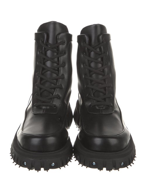 Phileo Leather Graphic Print Combat Boots