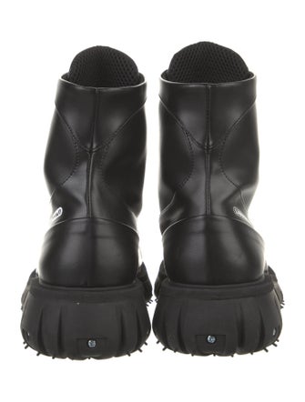 Phileo Leather Graphic Print Combat Boots