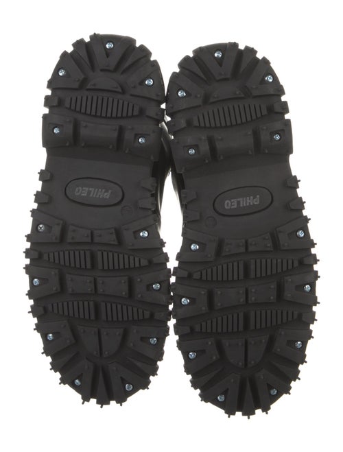 Phileo Leather Graphic Print Combat Boots