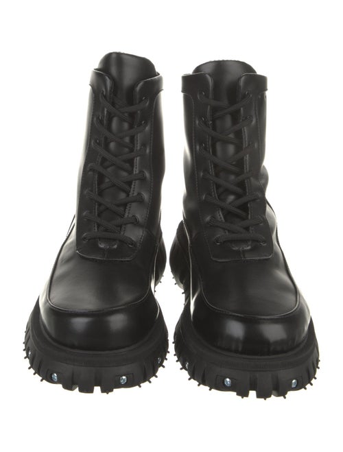 Phileo Leather Graphic Print Combat Boots