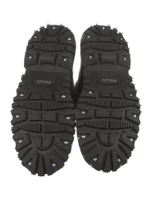 Phileo Leather Graphic Print Combat Boots