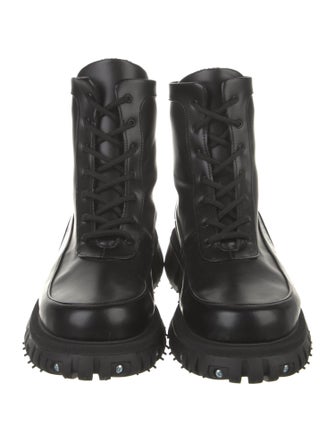 Phileo Leather Graphic Print Combat Boots