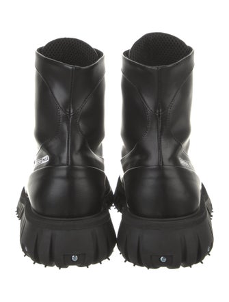 Phileo Leather Graphic Print Combat Boots