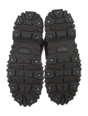 Phileo Leather Graphic Print Combat Boots