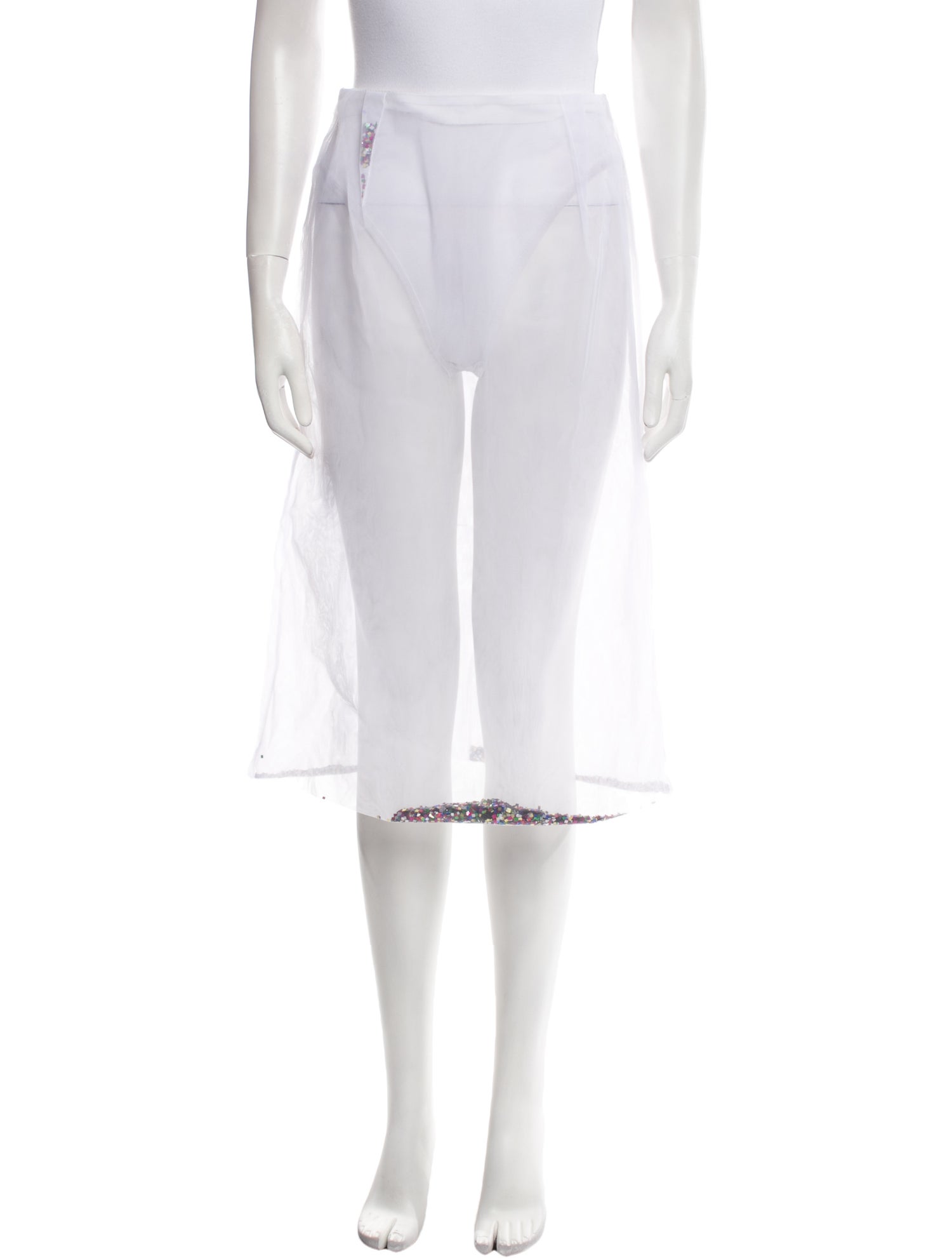 Phoebe English Mesh Accents Knee-Length Skirt