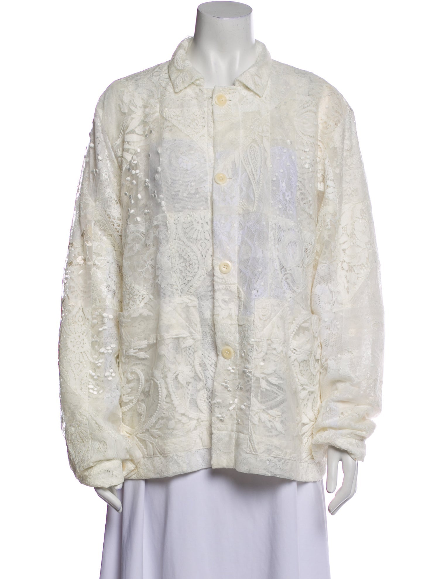 Phoebe English Lace Pattern Faux Fur Jacket