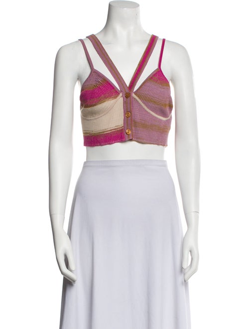 Patrizia Pepe Striped V-Neck Crop Top