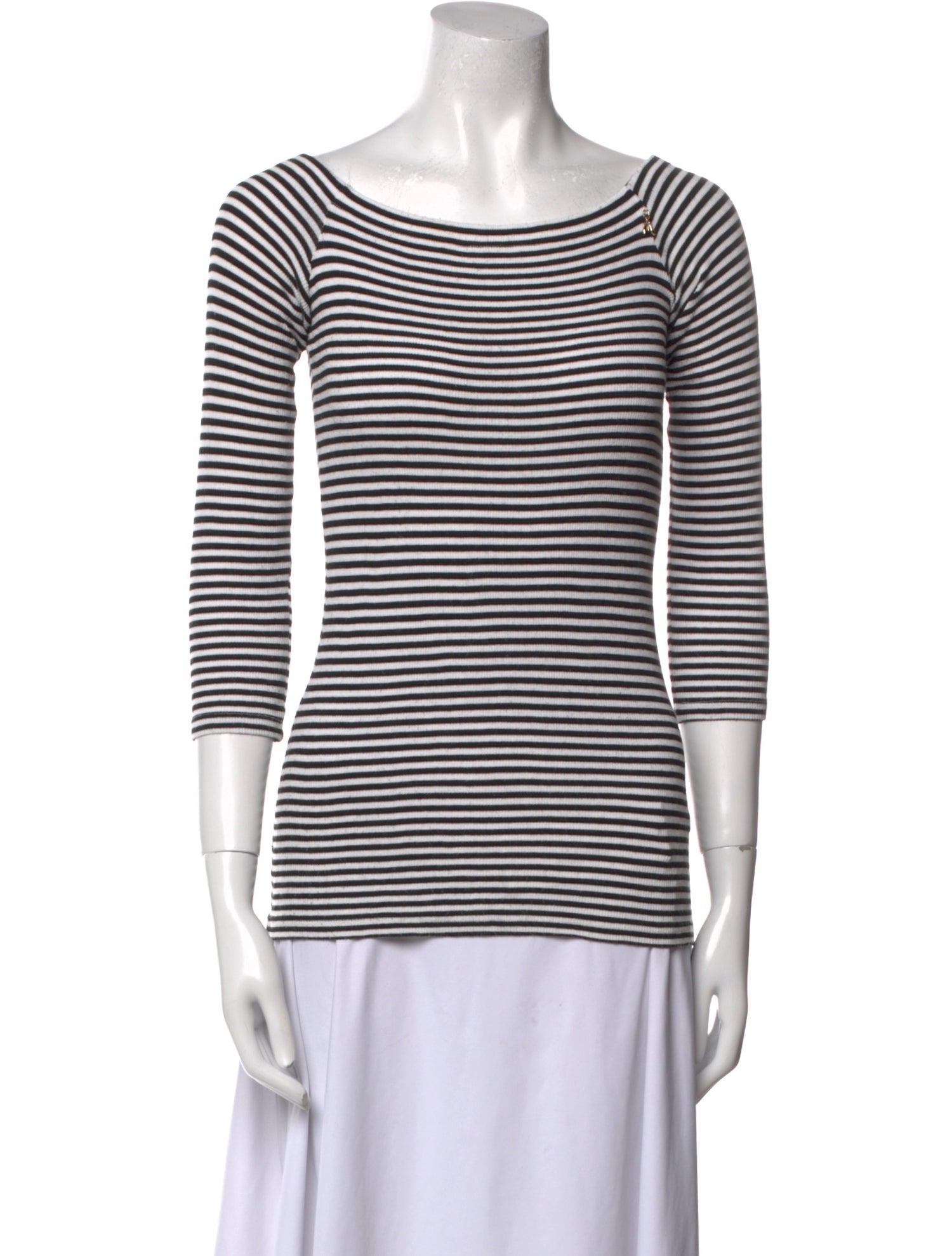 Patrizia Pepe Striped Bateau Neckline T-Shirt