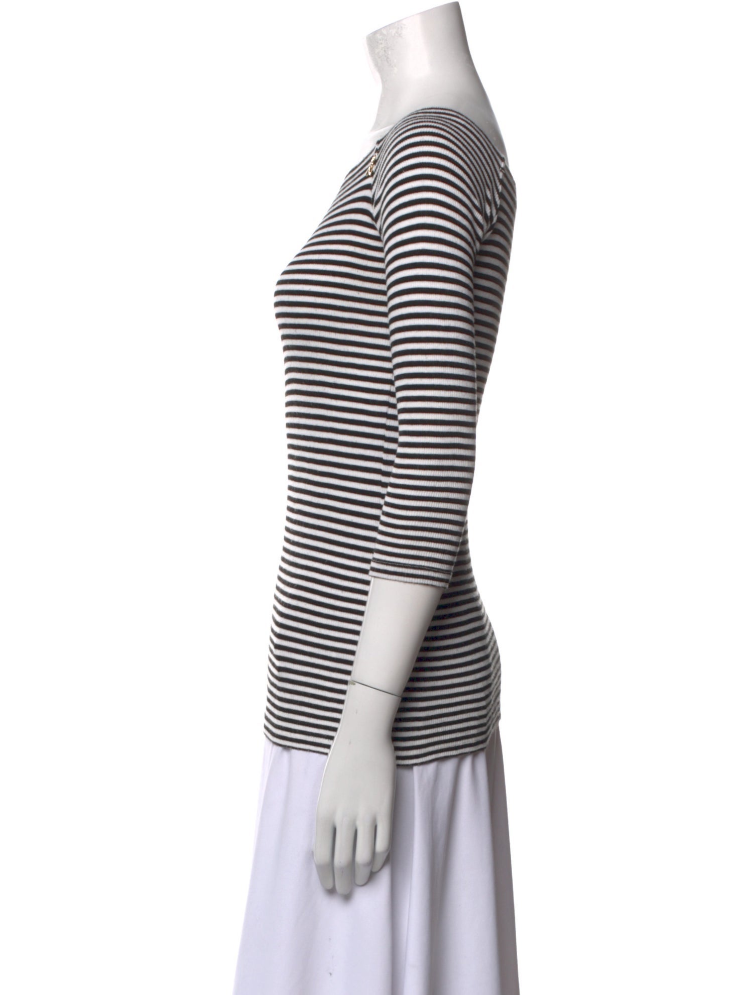 Patrizia Pepe Striped Bateau Neckline T-Shirt