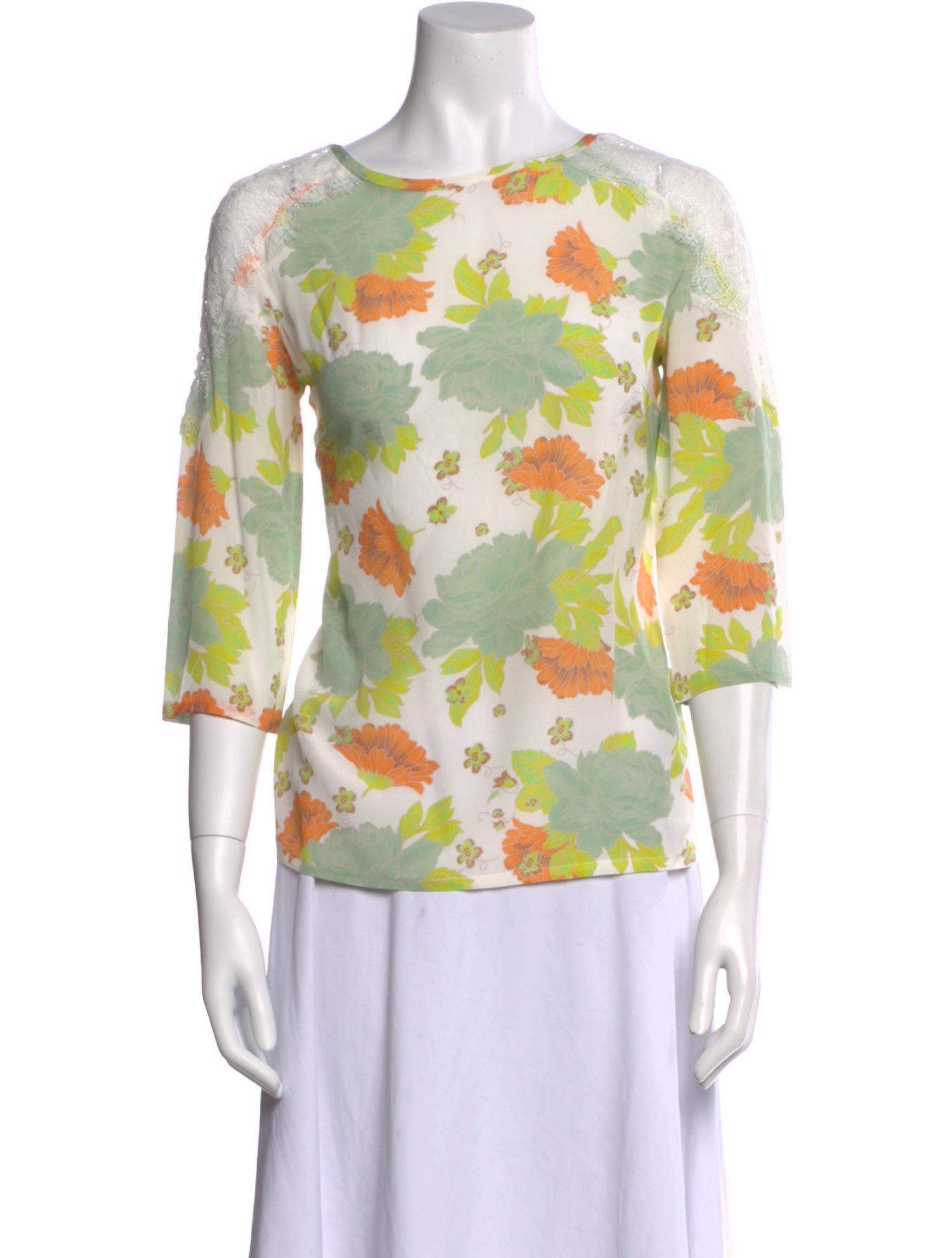 Patrizia Pepe Silk Floral Print T-Shirt