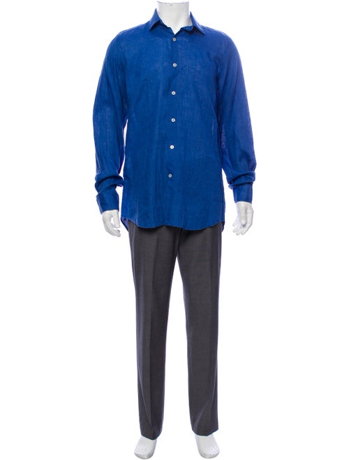 Piattelli Linen Button-Up Shirt blue