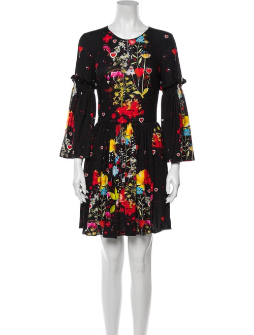 Piccione.Piccione Floral Print Mini Dress Black