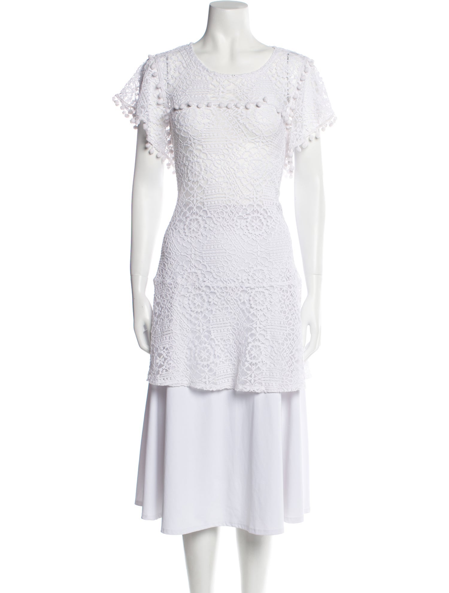 Pilyq Lace Pattern Pom-Pom Embellishments Cover-Up