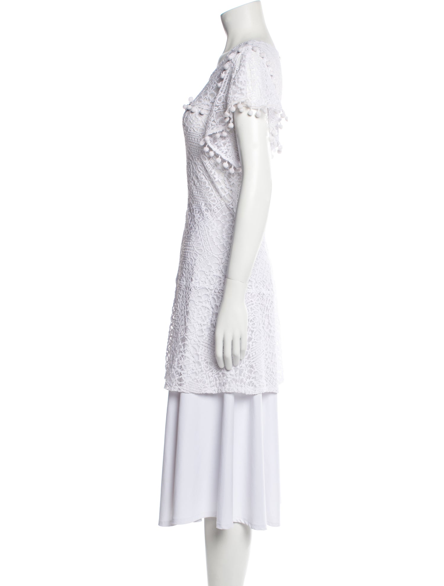 Pilyq Lace Pattern Pom-Pom Embellishments Cover-Up