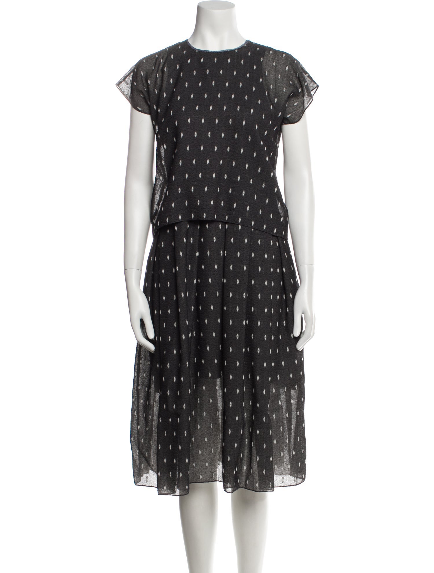 Pitchouguina Polka Dot Print Midi Length Dress