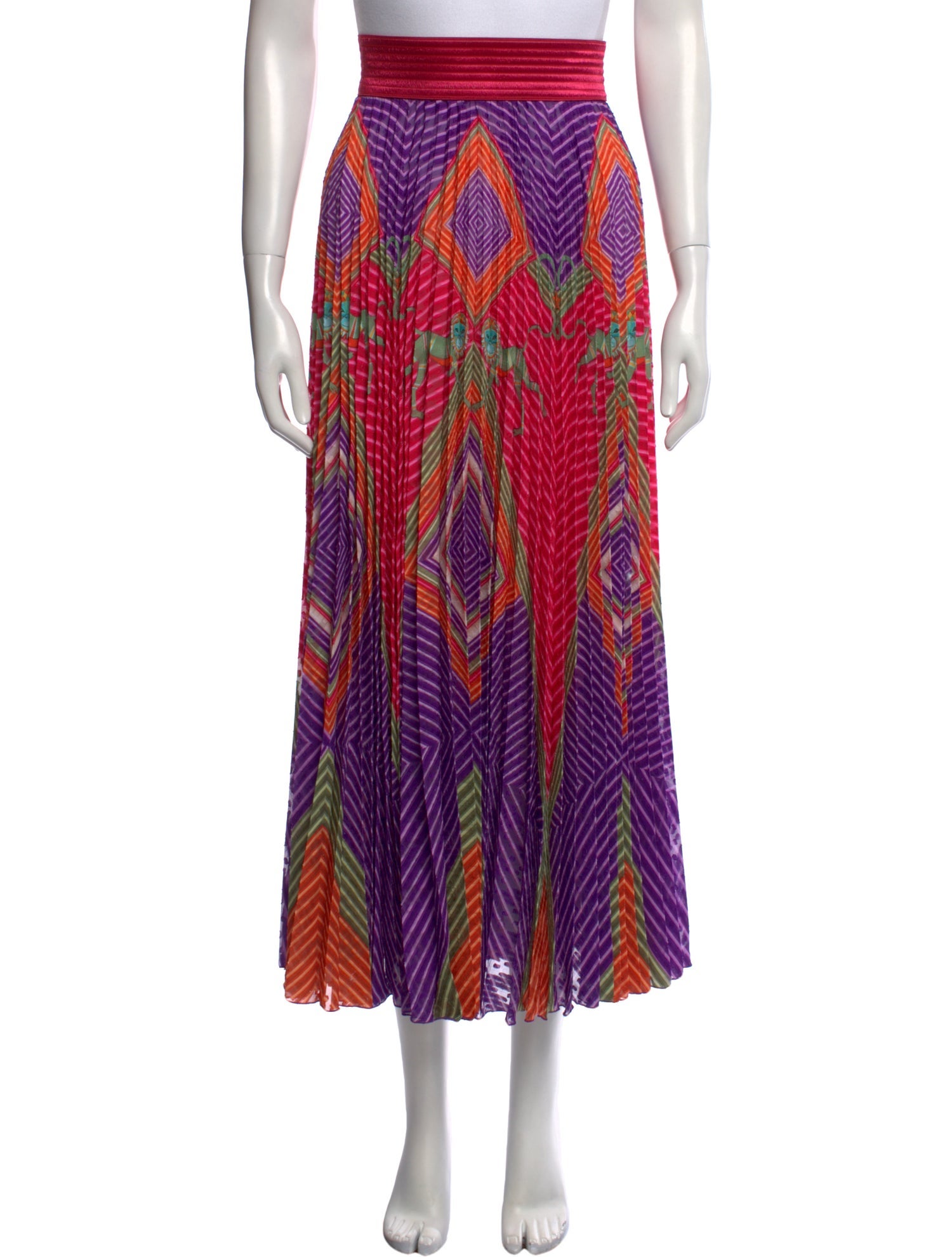 Pin Up Stars Striped Midi Length Skirt