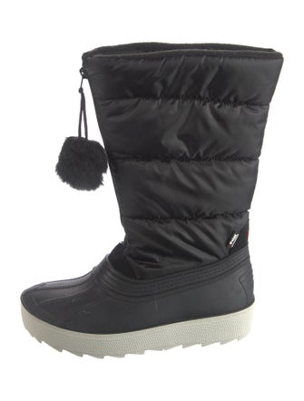 Pajar Nylon Pom-Pom Embellishments Lace-Up Boots